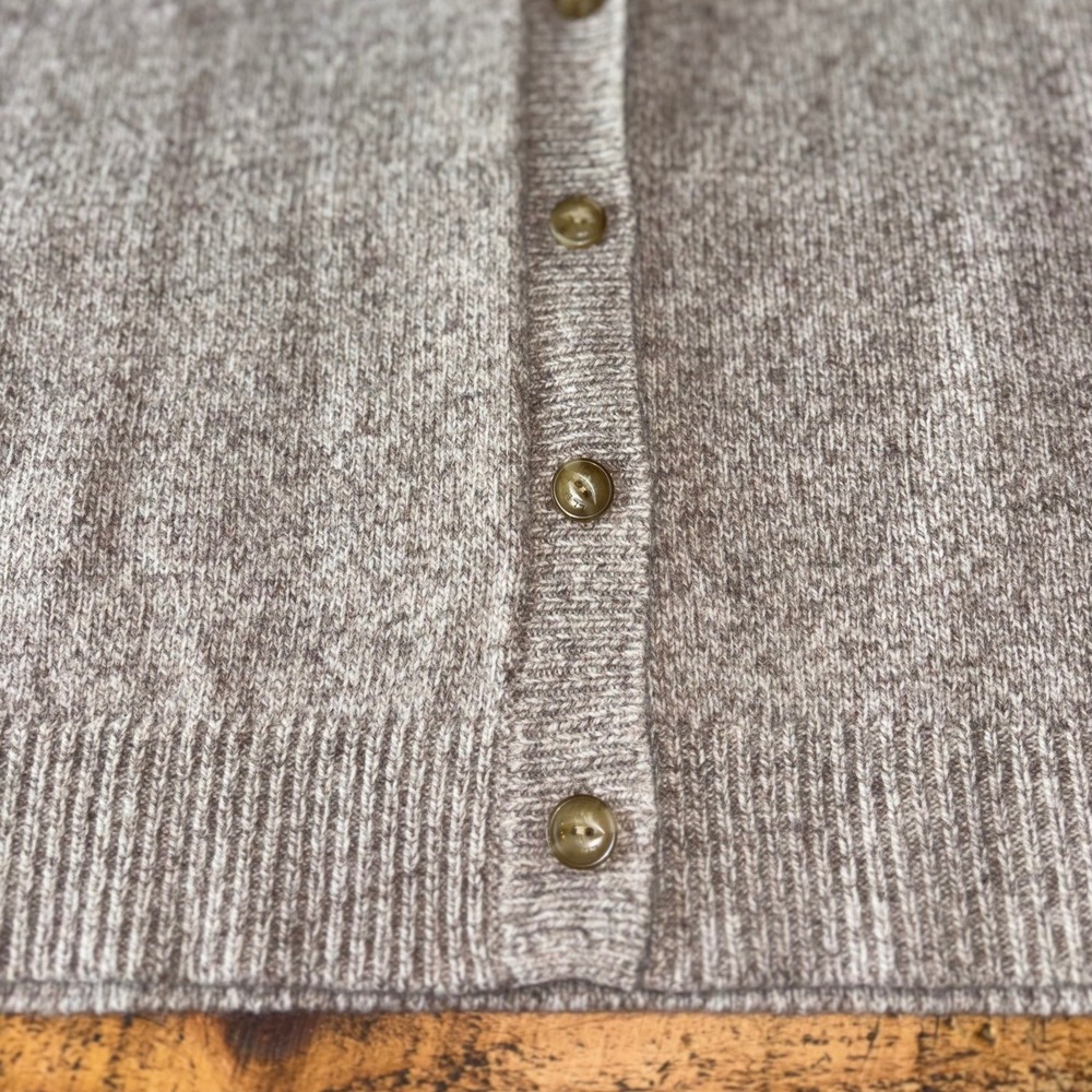 NWT LL Bean Womens Boyfriend Cardigan Lambs Wool Heathered Oatmeal Buttons M - Picture 4 of 7